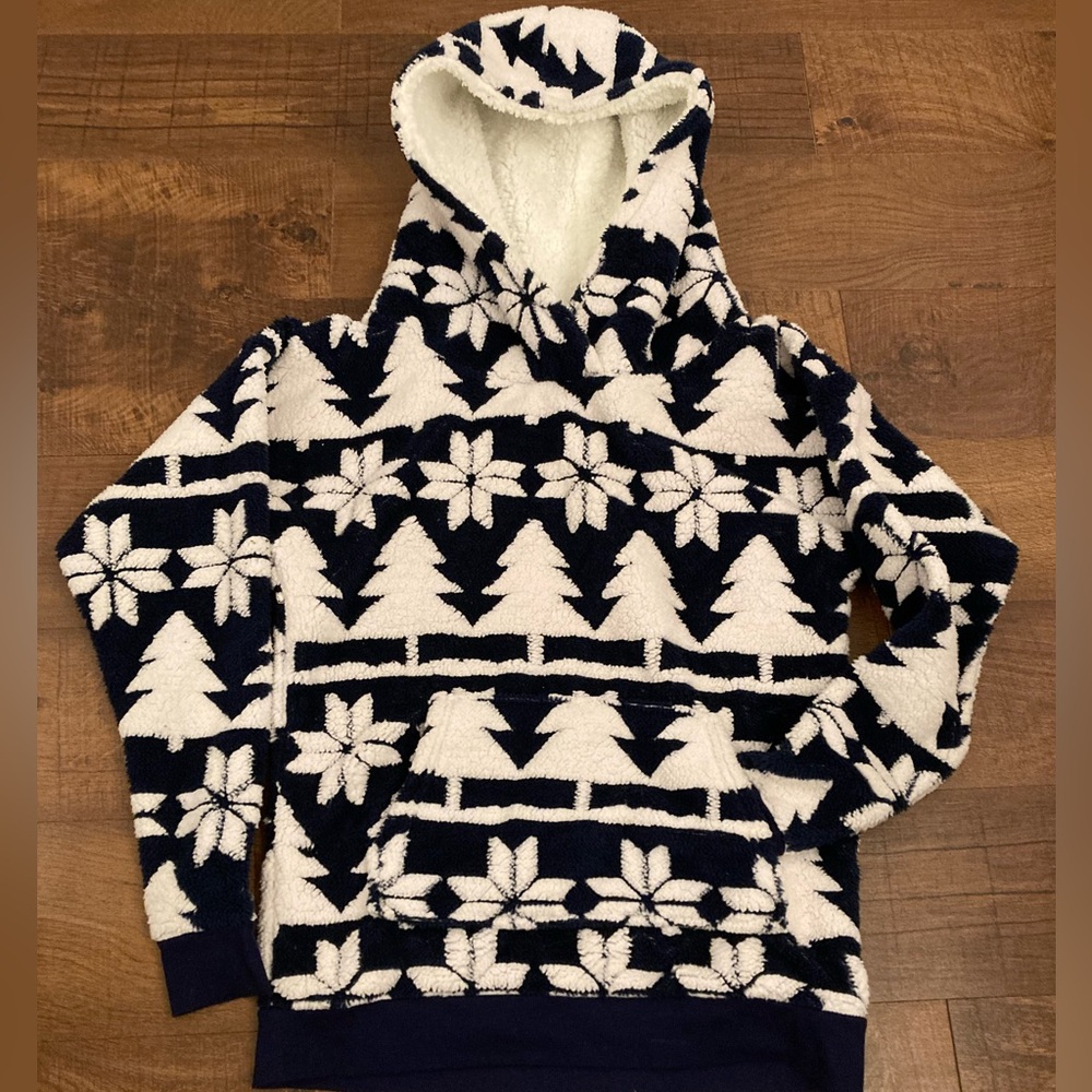 Vera Bradley Navy/White Nordic Jacquard Fleece Sherpa Lined Hooded Women’s XS